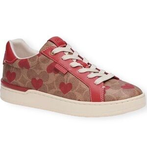 COACH Lowline Signature Lace-up Sneakers in Red Apple Hearts.